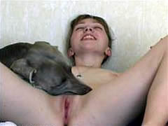 Dog licks young teen clit